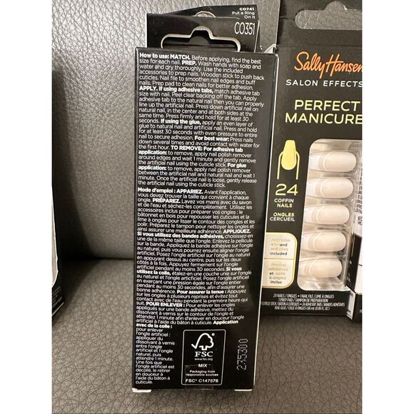 Sally Hansen Ring Pop Blue and French Tip Coffin Shape Nails New - Picture 4 of 5